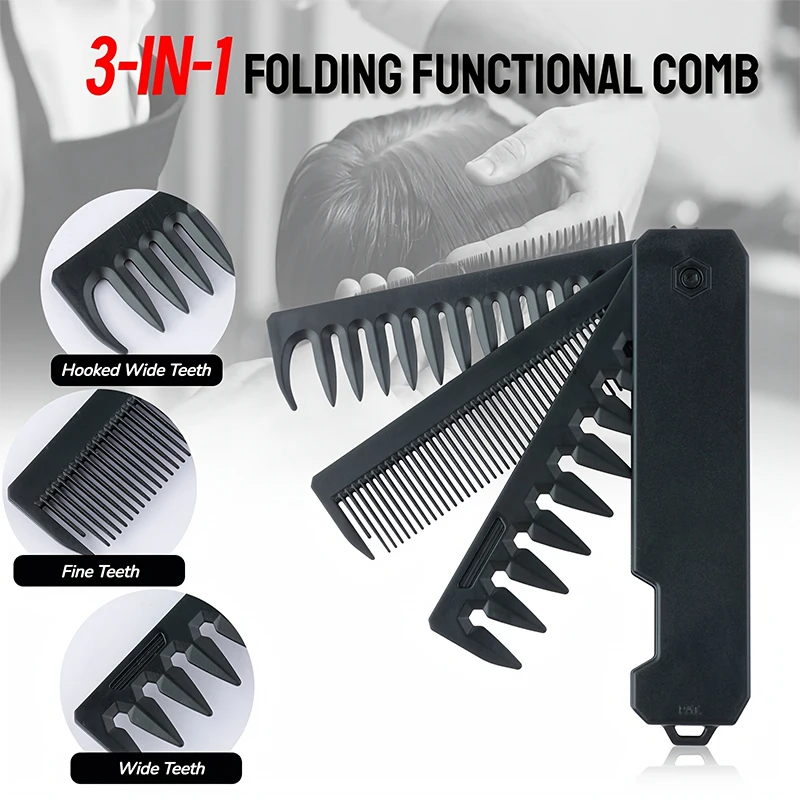 3-in-1 Folding Beard Comb for  - Mens Grooming Kit Gift review and price